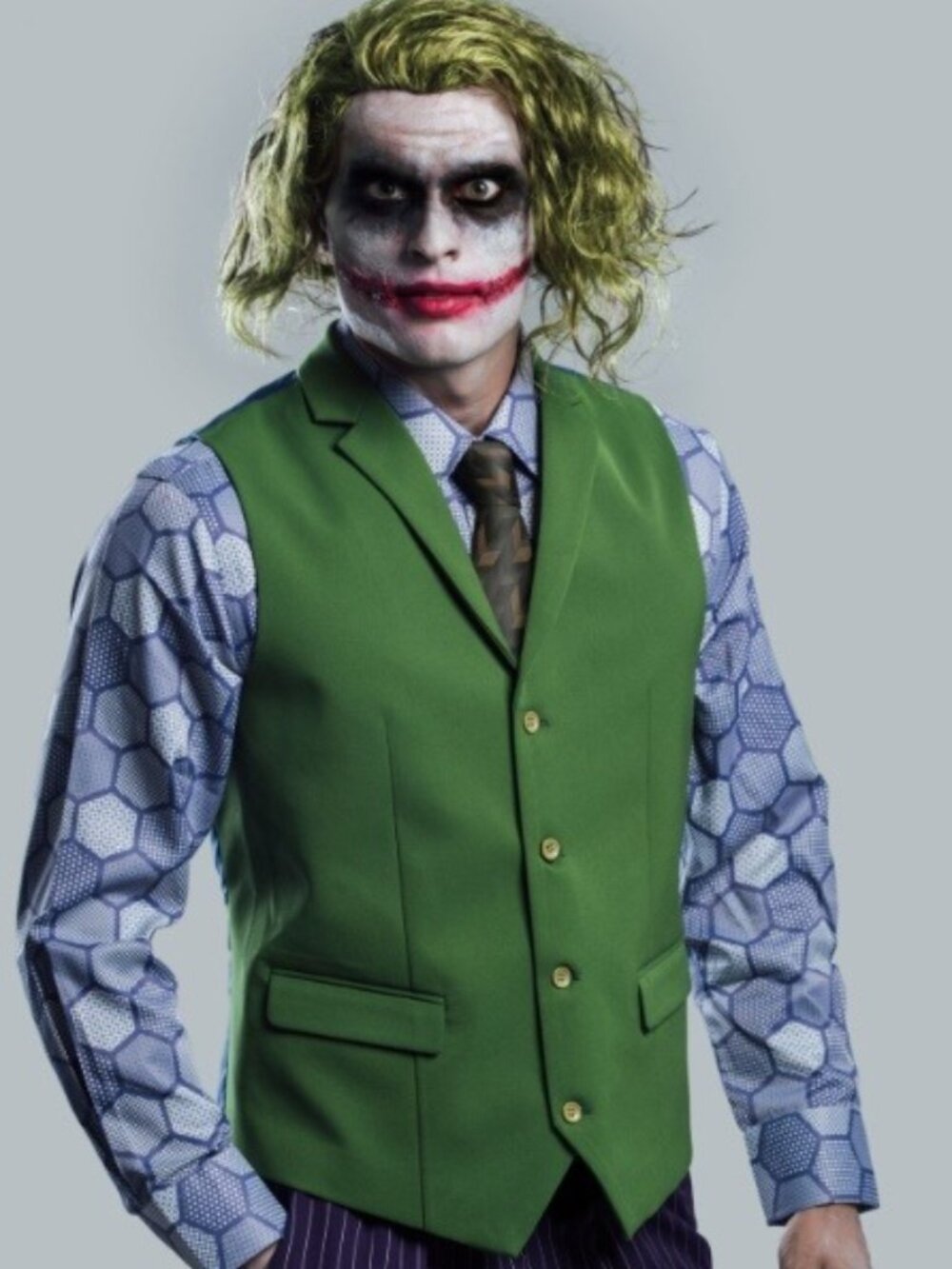The Joker Halloween Costume - Hexagon Shirt + Vest - Men Size Medium